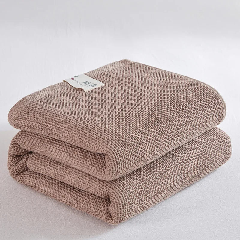 DecorBites™ Cotton Honeycomb Towel Blanket for Single Double - Breathable Cozy Sofa Cover