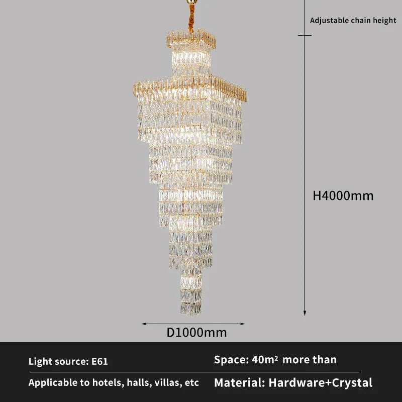 Decorbites™ Kristall-Hohlkristall-Treppen-Chandelier für Duplex-Villa und Hotel-Lobby