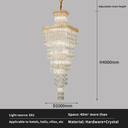 Decorbites™ Kristall-Hohlkristall-Treppen-Chandelier für Duplex-Villa und Hotel-Lobby