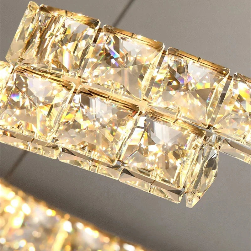 DecorBites™ Crystal Ceiling Chandelier, Stainless Steel Mirror Led Indoor Lighting
