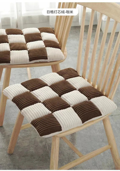 Decorbites™ Samtstoff-Kissen: Karo-Gestricktes Verdicktes Bürostuhl-, Esszimmerstuhl-, Sofa- oder Bodensitzkissen