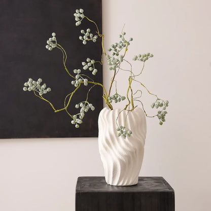 Decorbites™ Unregelmäßige Wellenmuster Keramikvase Weißer Topf Heimdekoration