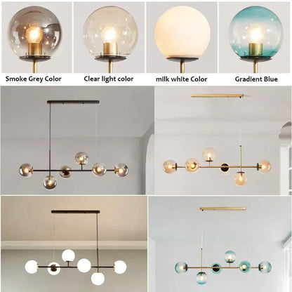 Decorbites™ Glas-Kugel-LED-Hängeleuchte Moderner Kronleuchter für die Wohnzimmerdekoration