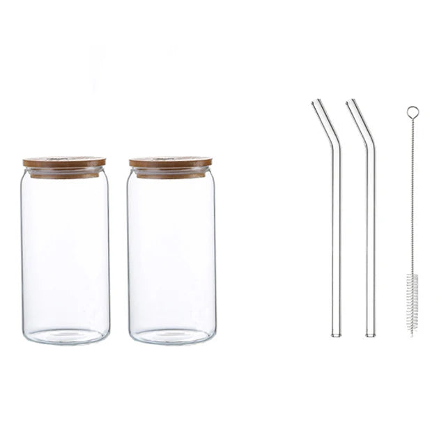Decorbites™ Glas-Trinkbecher mit Bambusdeckel – Hochwertiges Borosilikatglas-Tee-, Saft- und Kaffeetasse