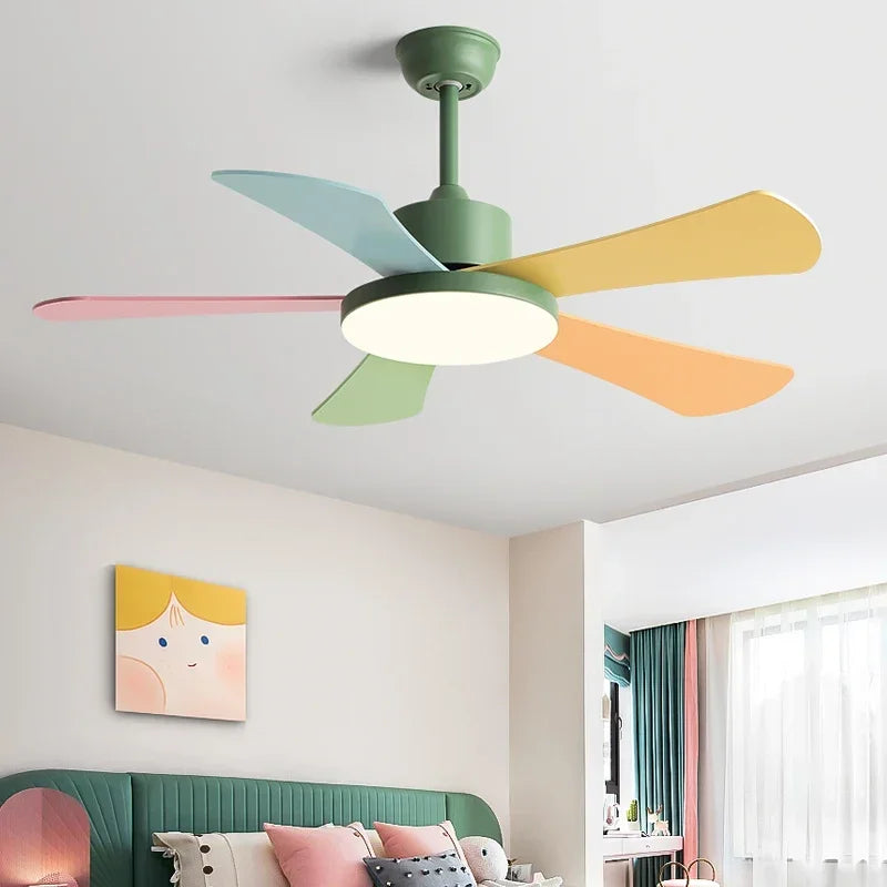 Decorbites™ 48" Schlafzimmer Restaurant Deckenventilator mit 5 Holzflügeln, DC-Motor, LED-Licht, Fernbedienung