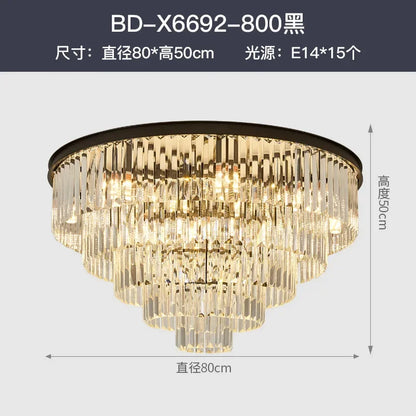 Decorbites™ Kristall Gold Schwarz LED Kronleuchter - Mehrstöckige moderne runde Pendelleuchte