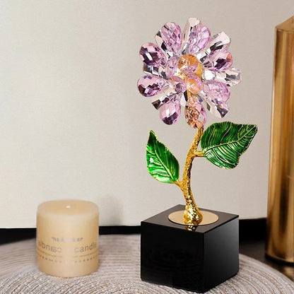 Decorbites™ Kristall-Sonnenblume Metallskulptur Heimdekoration Figur Glas-Handwerkskunst
