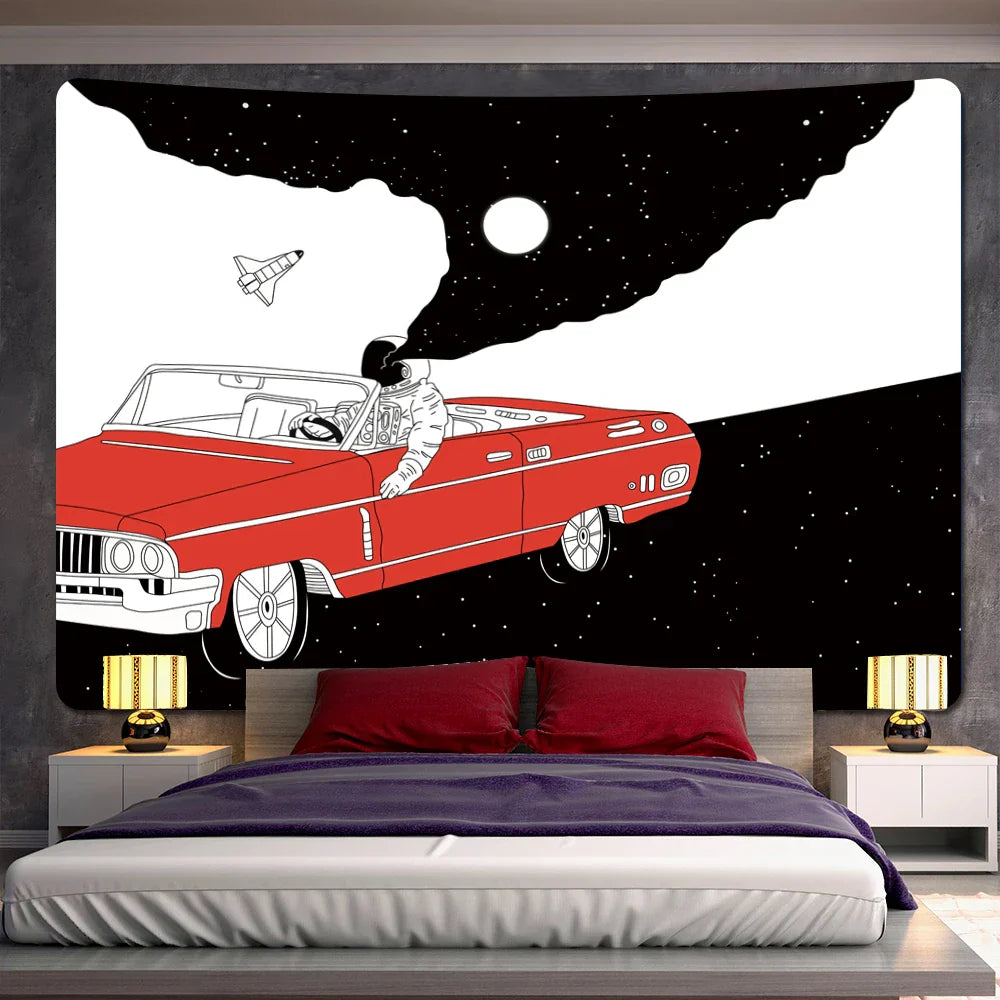 DecorBites™ Futuristic Astronaut Tapestry Wall Hanging - Boho Room Decor for Hip Beach Vibe