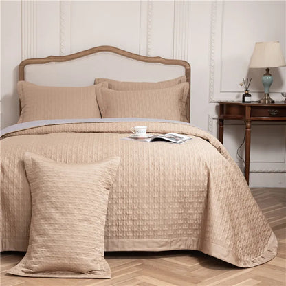 DecorBites™ Egyptian Cotton Quilt Set, Reversible Bedspread, Luxe Coverlet, 3Pcs