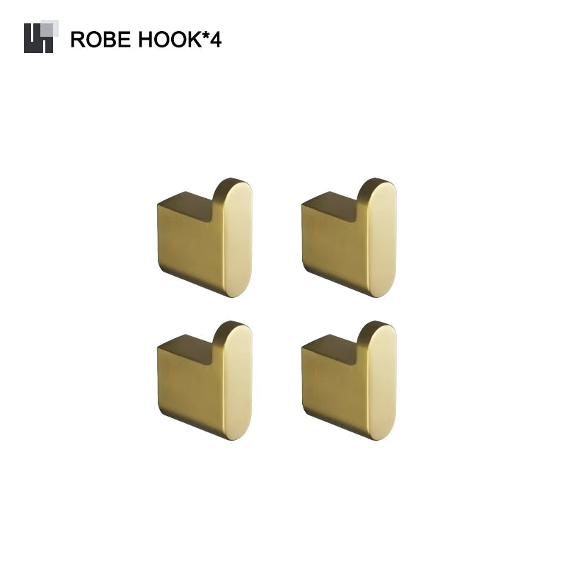 Decorbites™ Gold-Badaccessoires-Set: Handtuchstange, Toilettenpapierhalter, Handtuchhalter, Haken