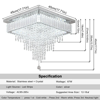 DecorBites™ Crystal LED Pendant Chandelier for Dining Living Room Decor