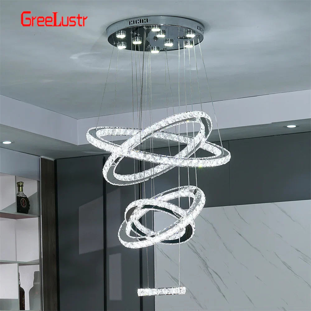 Decorbites™ Kristall-Chrom-LED-Hängeleuchter-Ringe für Wohnzimmer und Schlafzimmer