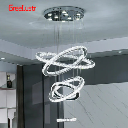 Decorbites™ Kristall-Chrom-LED-Hängeleuchter-Ringe für Wohnzimmer und Schlafzimmer