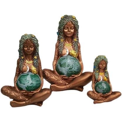 Decorbites™ Gaia Mutter Erde Lotus-Yoga-Pose Harz-Figur Dekoration für Zuhause Naturskulptur