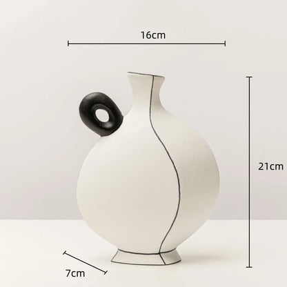 DecorBites™ Geometric Black Lines Resin Vase - Handcrafted Floral Home Decor