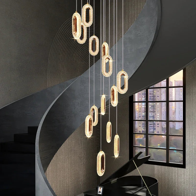 Decorbites™ Kristallringe-Kronleuchter: Treppenhaus Luxus-LED-Beleuchtungskörper