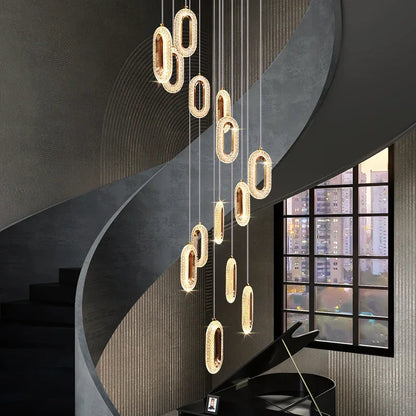 Decorbites™ Kristallringe-Kronleuchter: Treppenhaus Luxus-LED-Beleuchtungskörper