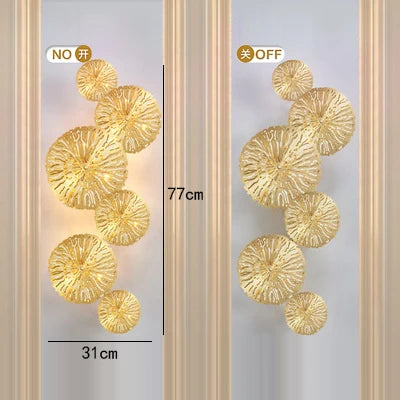 Gold Copper Floral 6-Head Dining Wall Sconce
