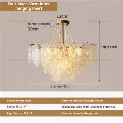 DecorBites™ Cream Crystal Chandelier: French Light Luxury for Living Room, Bedroom, Dining Room