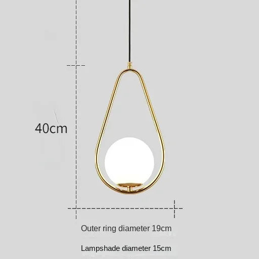 Decorbites™ Goldener Ring-Glasball-Hängeleuchte für Schlafzimmer und Wohnzimmer.