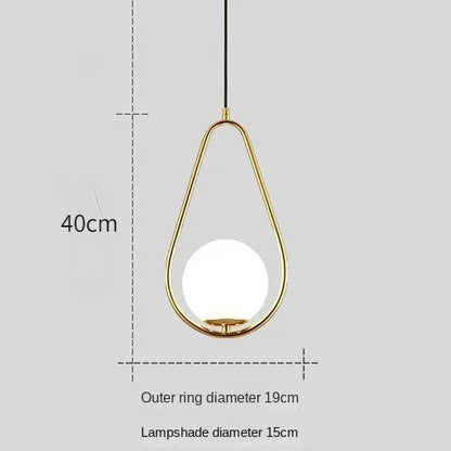 Decorbites™ Goldener Ring-Glasball-Hängeleuchte für Schlafzimmer und Wohnzimmer.