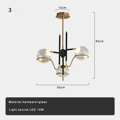Decorbites™ Klare Glas-Kugel-Deckenpendellampe Luxuriöse Nordische Pendelleuchte Schwarz Gold Dimmbare