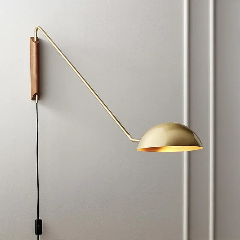 Decorbites™ verstellbare Metall-Holzwandlampe LED E27 Schwenkarm-Wandleuchte für das Wohnzimmer
