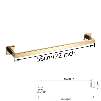 DecorBites™ Gold Bathroom Hardware Set: Robe Hook, Towel Rail, Shelf, Tissue Holder