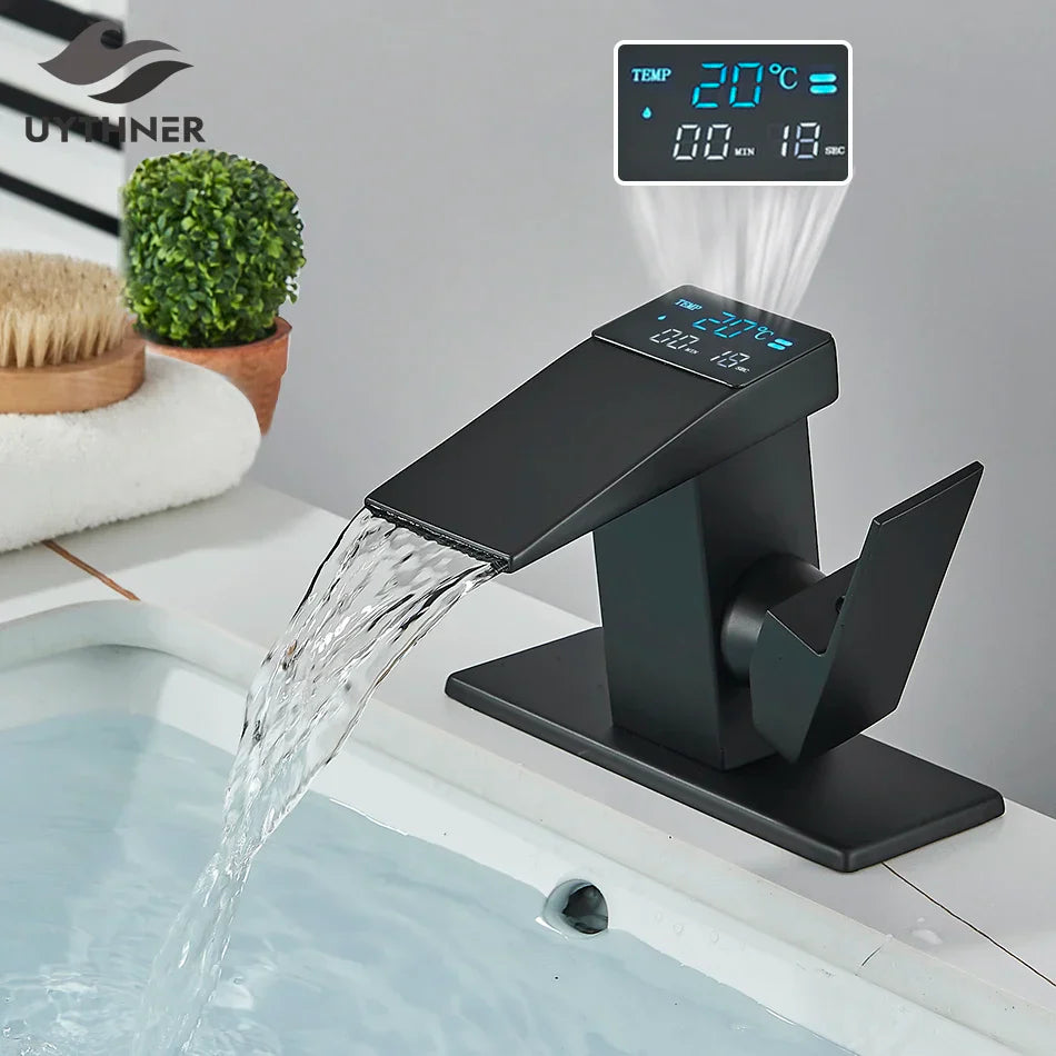 Decorbites™ LCD-Digital-Waschtischarmatur, Messing-Küchenarmatur, Heiß-Kalt-Anzeige