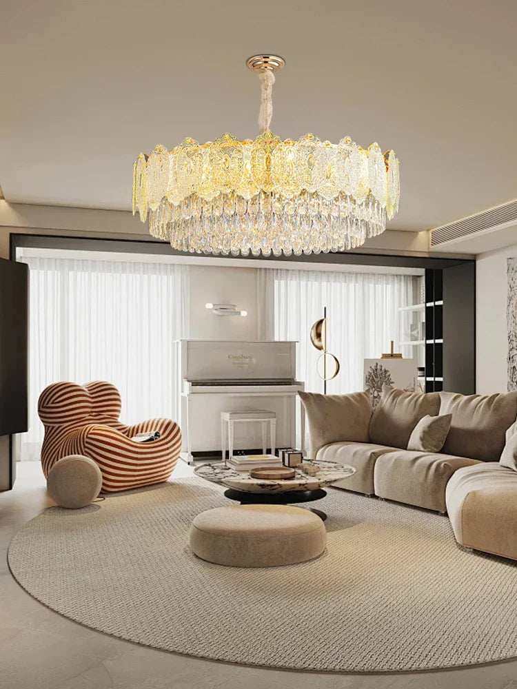 Gold Crystal Dining Pendant Round Dia120cm