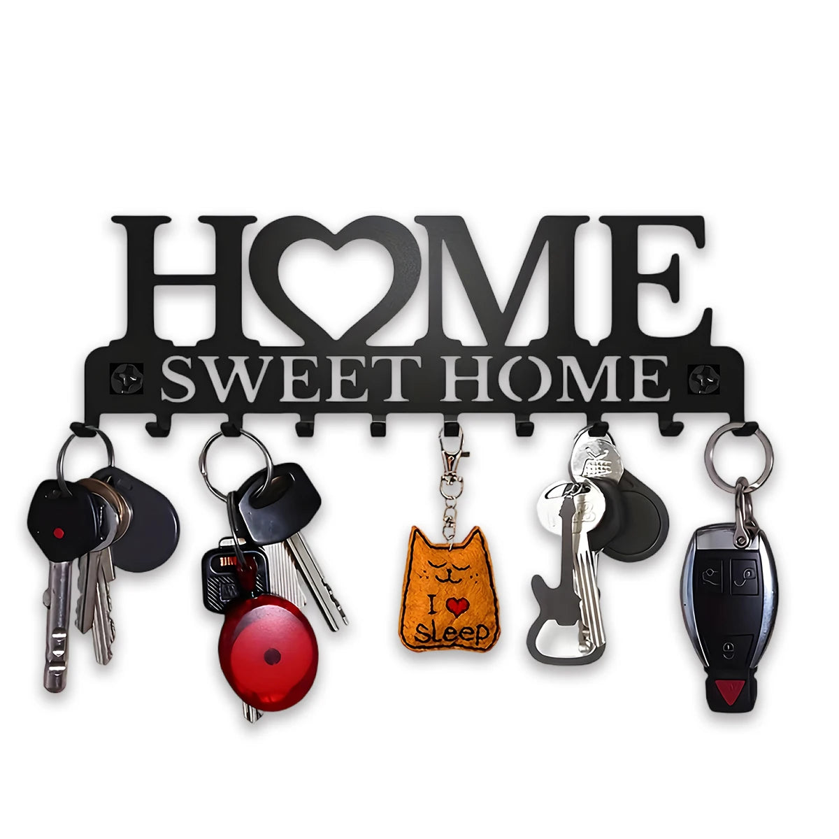 Black Metal Keys Holder With 10 Hooks