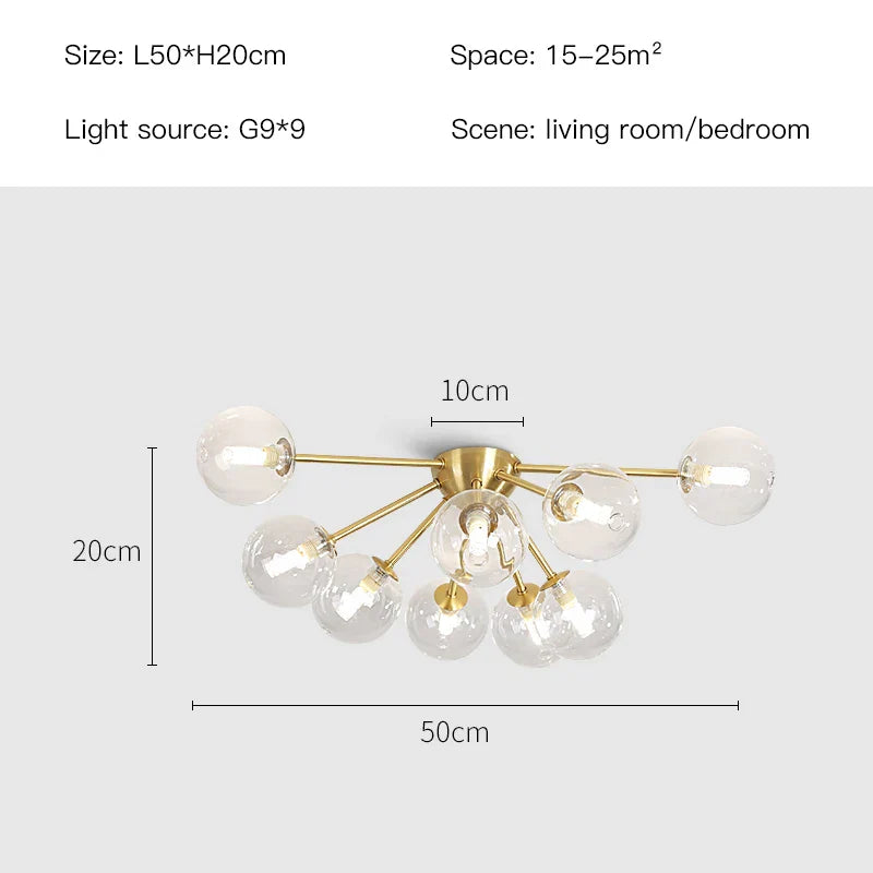 Decorbites™ Glas-Kugeln-LED-Deckenleuchter für modernes Wohnzimmer- und Schlafzimmerbeleuchtung