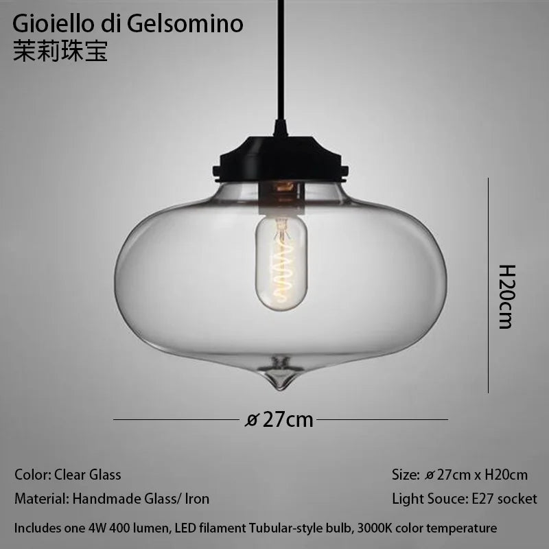 Handmade Glass Nordic Pendant Light With Chrome Finish