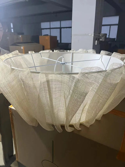 DecorBites™ Creamy White Fabric Pendant Light for Dining Room, Handmade Nordic Minimalism Design