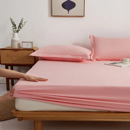 DecorBites™ Cotton Fitted Sheet Set Cozy Bedsheet Pillowcases King Twin Queen Full Size