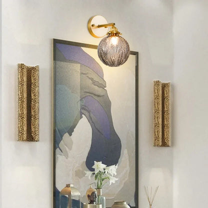 Decorbites™ Graue Glas LED Wandlampe Schlafzimmer Wohnzimmer Loft Modern Kupfer Wandlampe