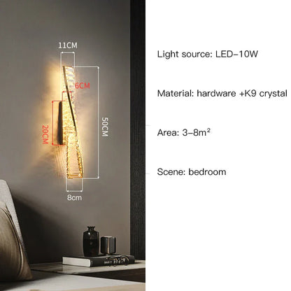 DecorBites™ Crystal LED Wall Sconce - Golden Bedroom Bathroom Living Room Mirror Decorluxury Wall Lamp