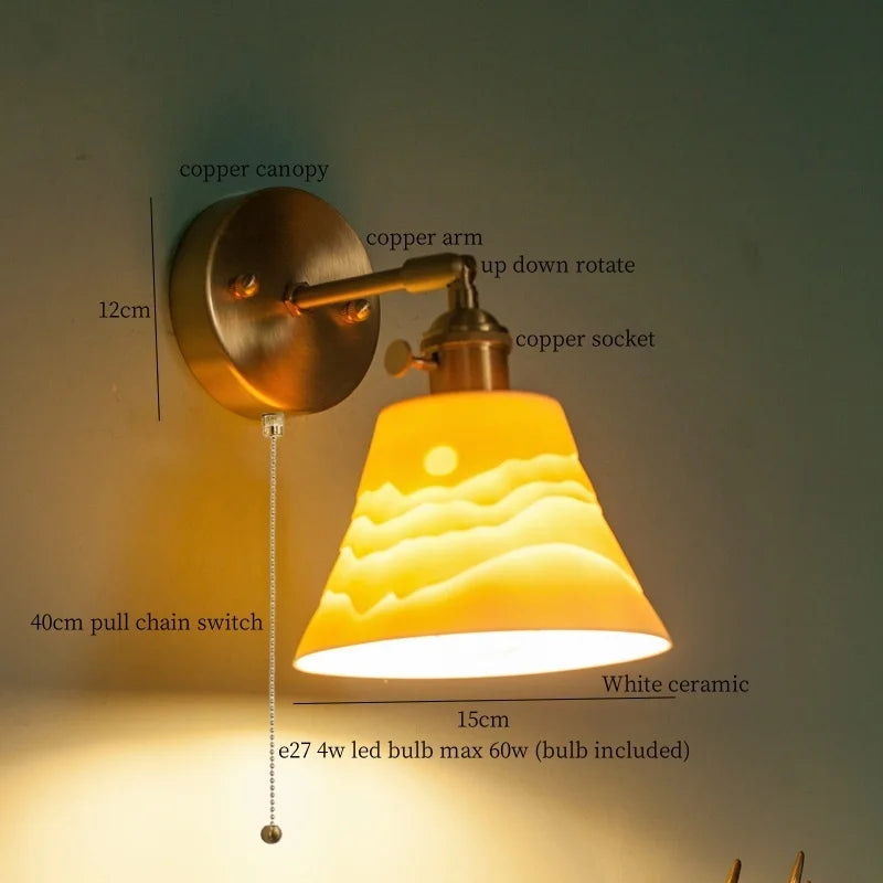 Copper Ceramic Wall Lamp White Ceramic Loft