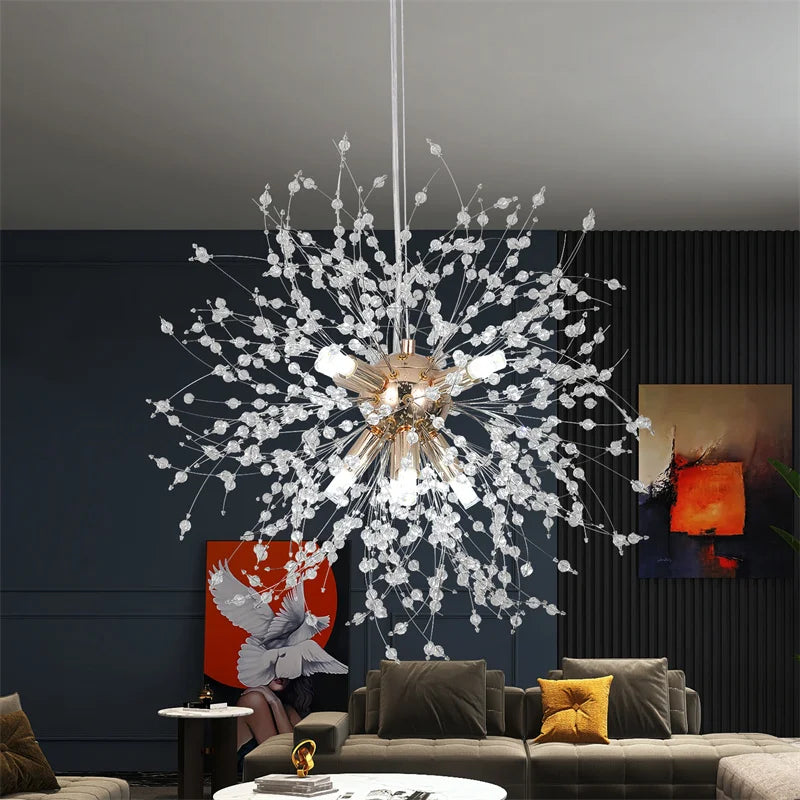 Decorbites™ Dandelion-Kronleuchter 8-Licht-Sputnik-Pendantleuchte Gold/Silber Wohnzimmerarmatur