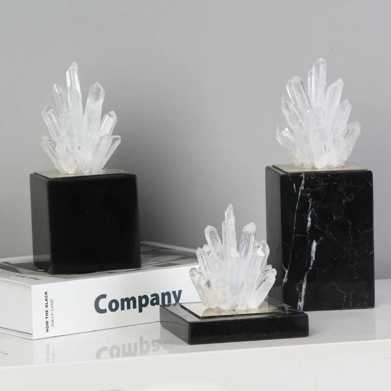 Decorbites™ Achatstein-Kristall-Skulptur Vergoldete Marmor-Dekoration für Wohnzimmer-Schreibtisch