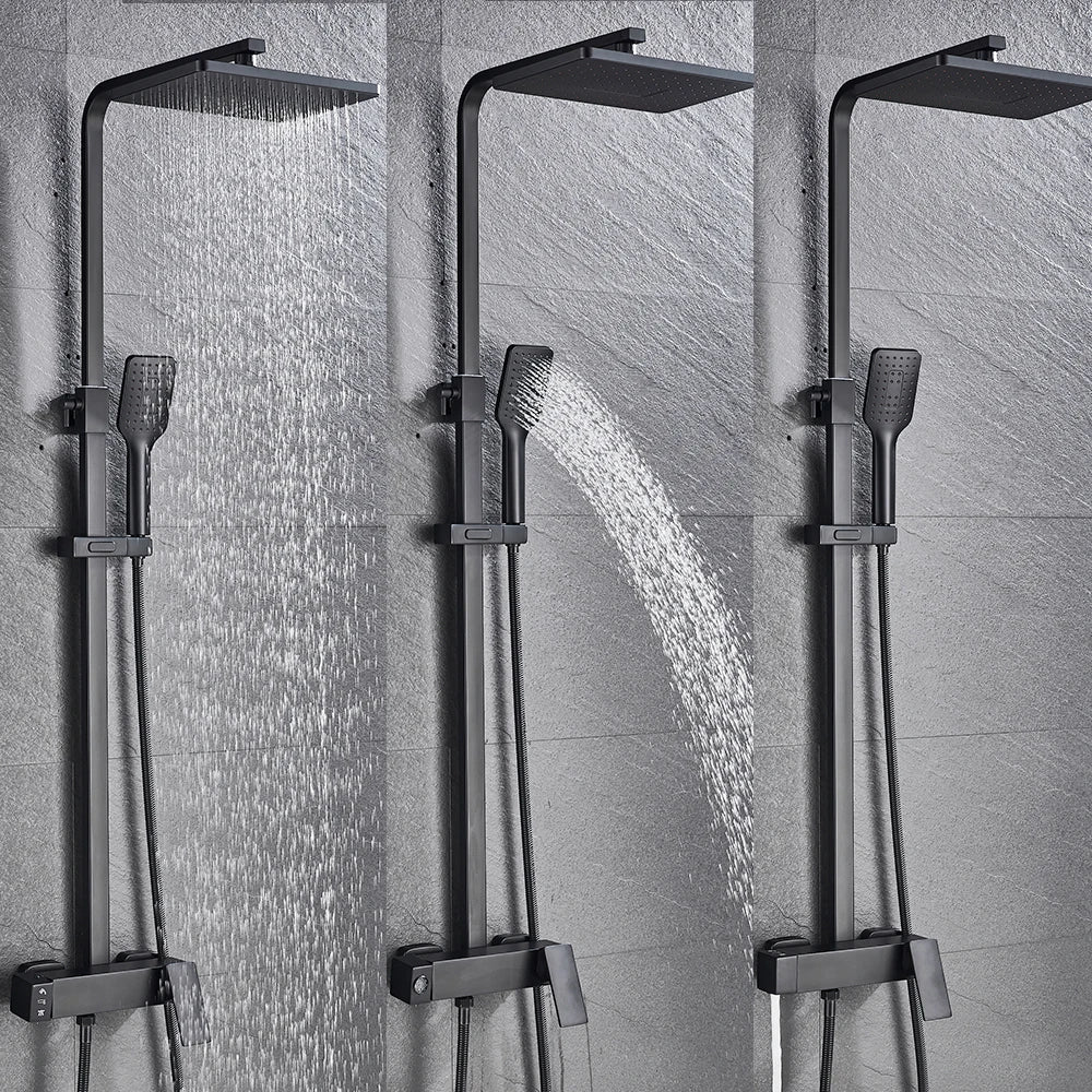 Decorbites™ Schwarze Messing-Duscharmatur mit 8" Regendusche und Wannenarm