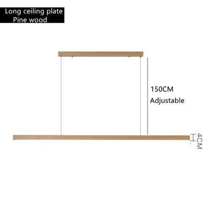 Decorbites™ Dimmbare Holz-Pendant-Lampe: Langer Streifen Minimalistisches Hängendes Innenbeleuchtung
