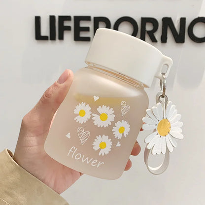 Decorbites™ Gartendaisy-Blüten-Glas-Wasserflasche Tragbarer Becher 350ML