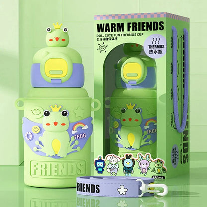 Decorbites™ Kinder-Cartoon-Edelstahl-Thermowasserflasche mit Trinkhalm