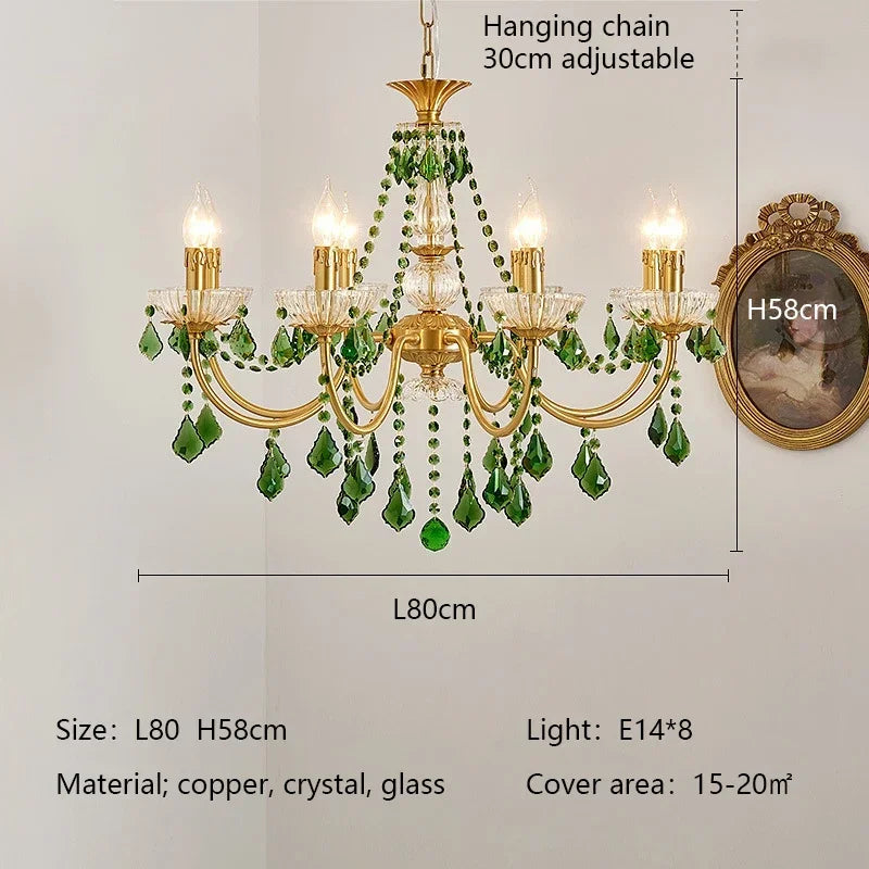 Green Crystal Boho Chandelier