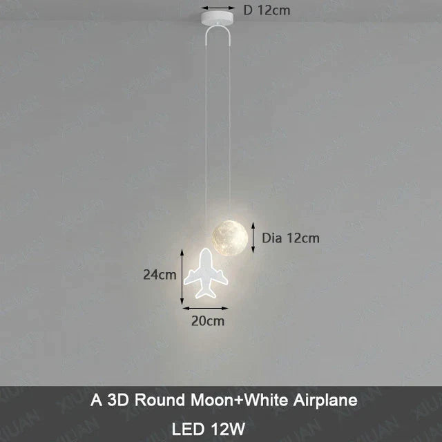 DecorBites™ Kids Star Cloud Moon Pendant Lamp with Remote Control Dimming