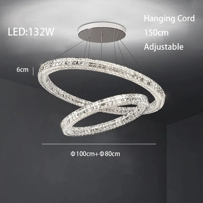 DecorBites™ Crystal LED Chandelier: Modern Luxury Chrome Steel & Clear K9 Crystal Lighting