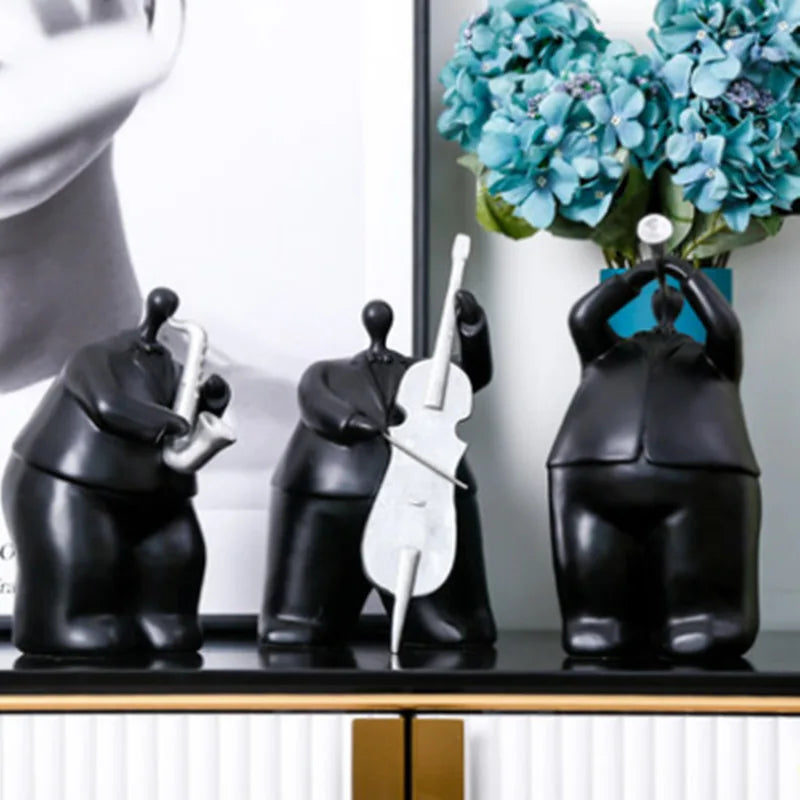 Decorbites™-Menschliche Figur-Skulptur Musikinstrument Band-Charakter Heimdekoration