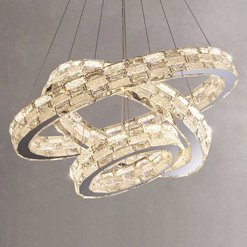 Decorbites™ Golden Crystal Ring Kronleuchter: Luxuriöse Glanz-Deckenbeleuchtung für modernes Wohnzimmer