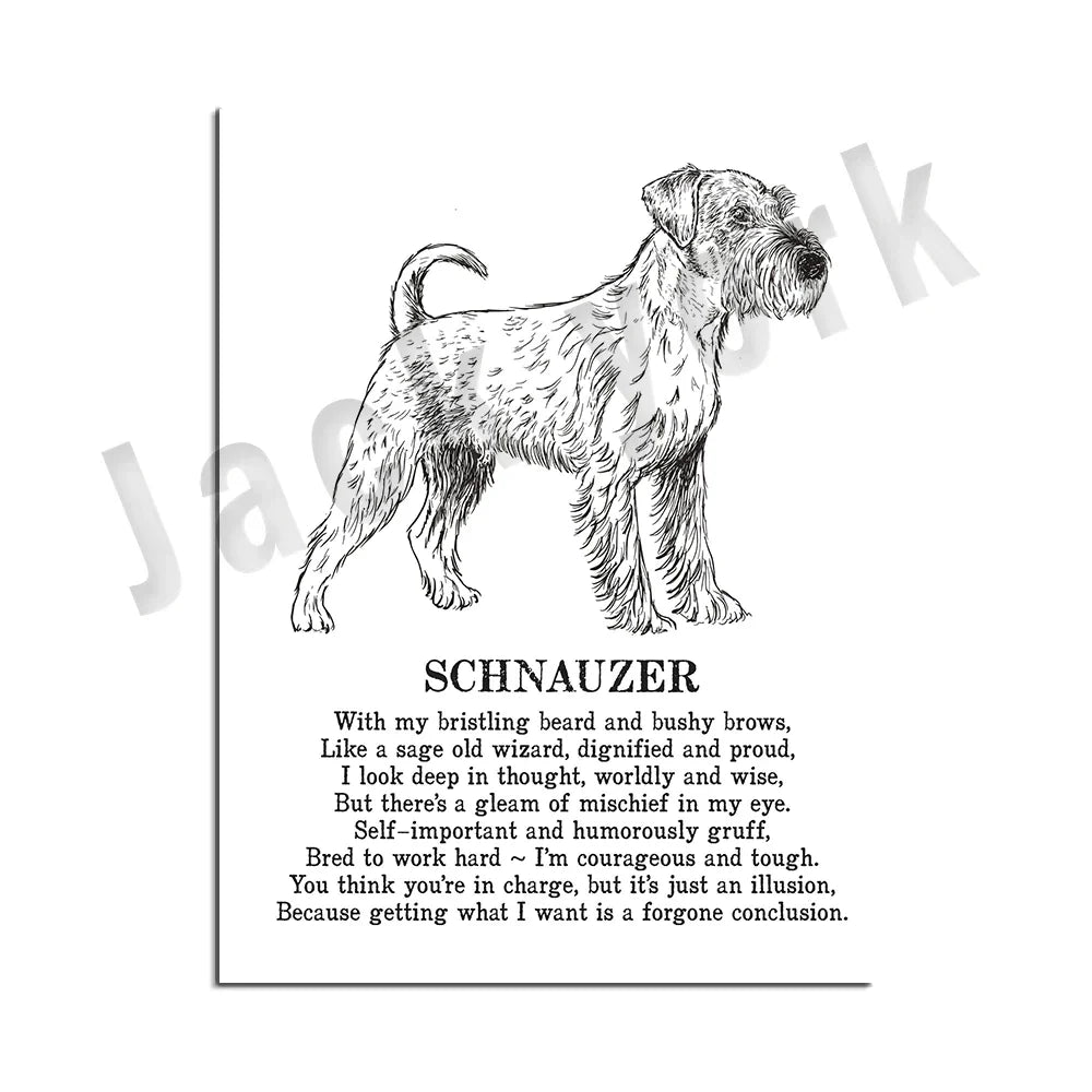 Decorbites™ Hunderassens-Gedichtposter-Sammlung: Vizsla, Pomeranian, Manchester Terrier und mehr